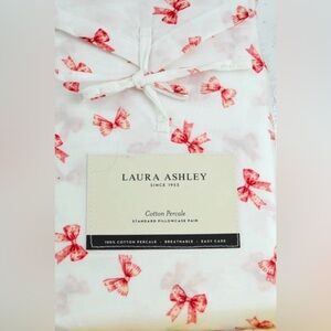 Laura Ashley Cotton Percale Pillowcase Pair with Red Bow🎀